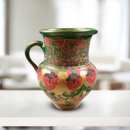 Sahra Golden Green Arabian Broad Rim Vase