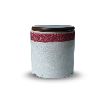 Red and White Circular Canister Set of 2