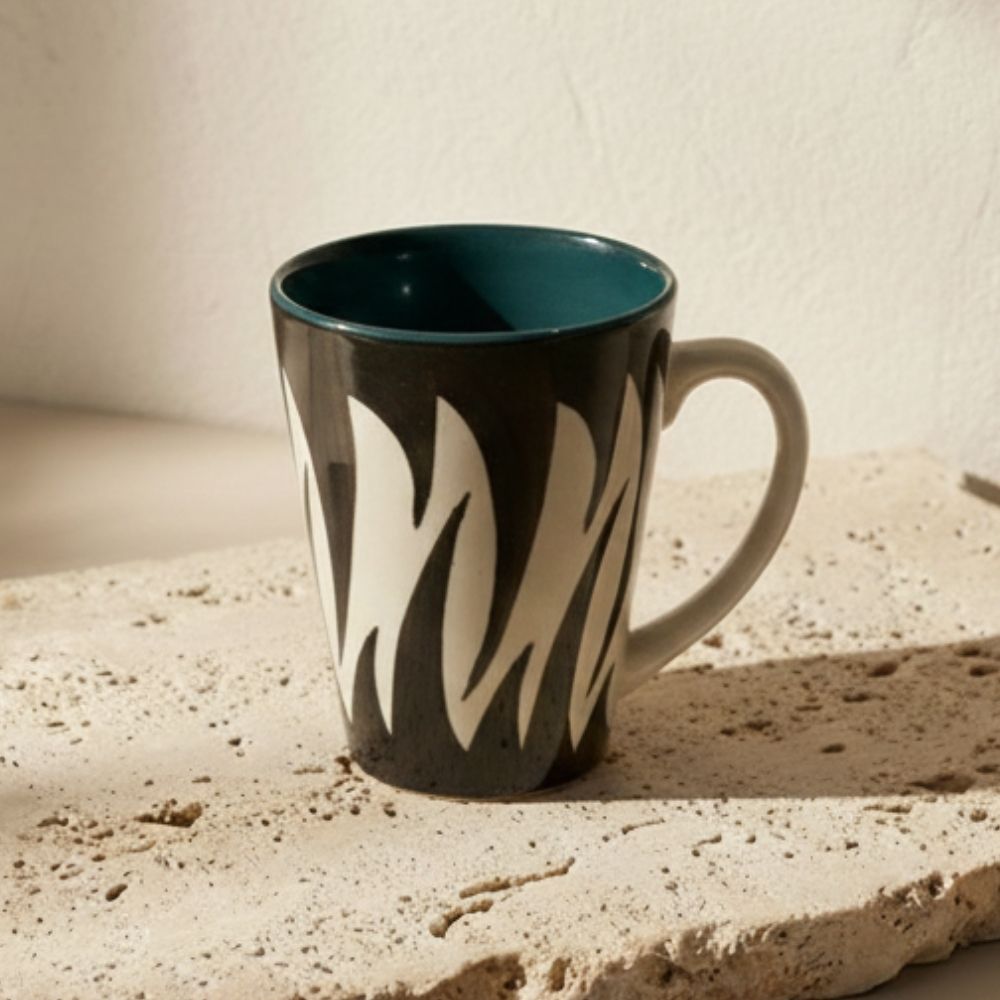 Teal Green Edge Noir Fern Coffee Mug Set of 6