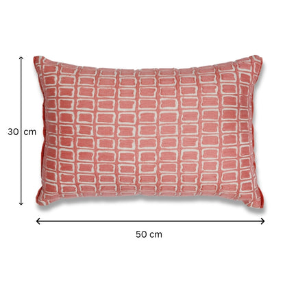 Gloria - Blush Pink Rectangular Cotton Cushion Cover with Geometric Embroidery