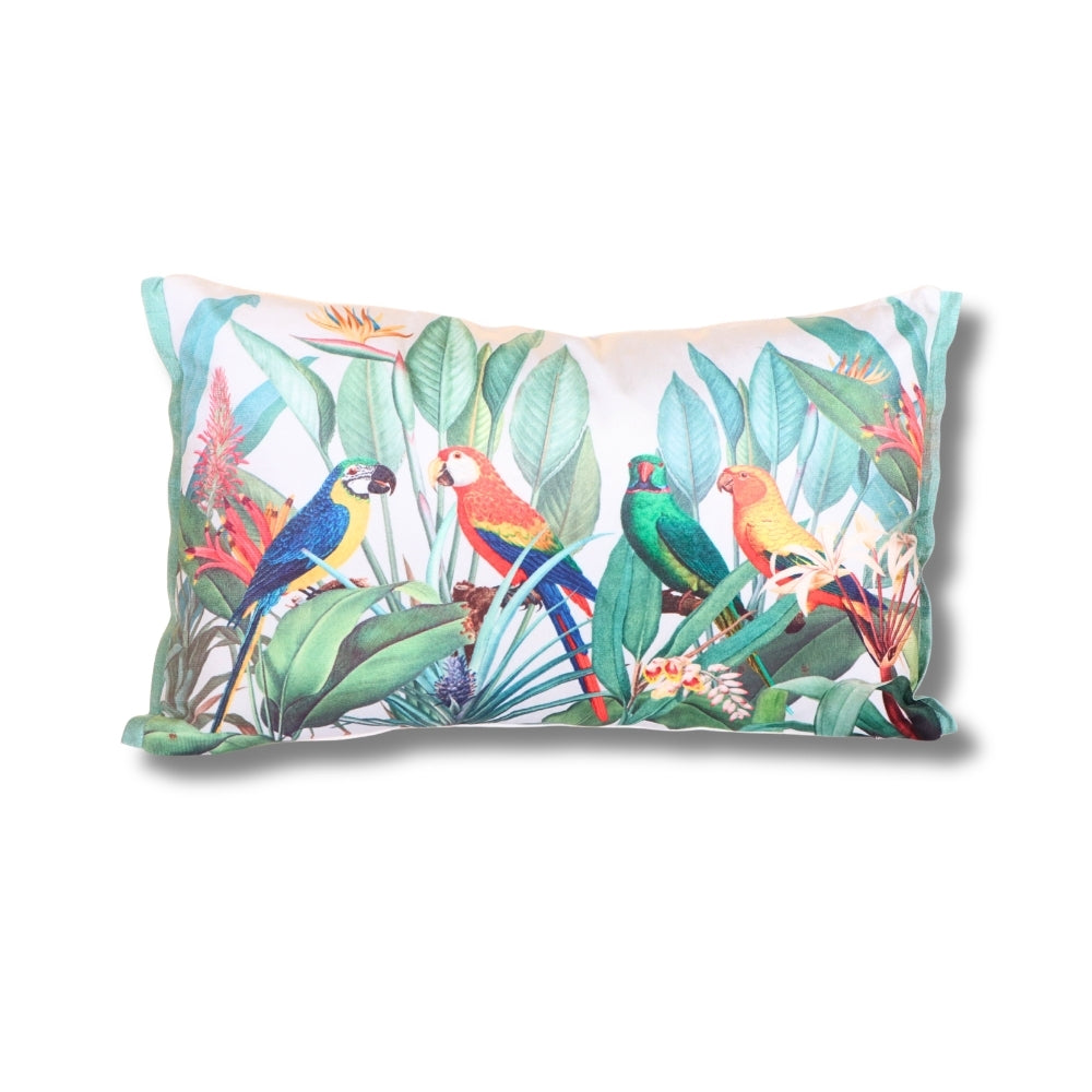 Printed Polyvelvet Rainforest Parade Cushion Cover 50x30 cm