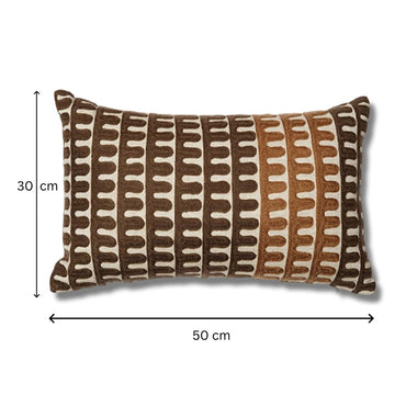 Ambush - Rectangular Brown and Beige Embroidered Cushion Cover Set of 4