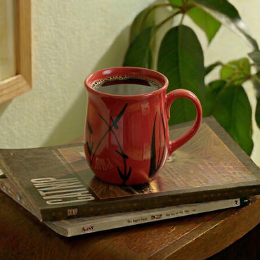 Crimson Noir Ceramic Coffee Mug Set of 6