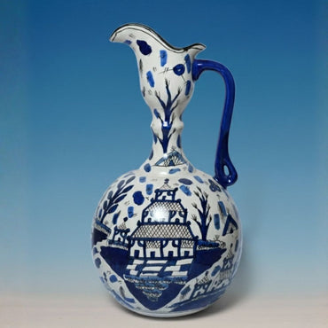 Chinese Ceramic Round Long Neck Decorative Pitcher