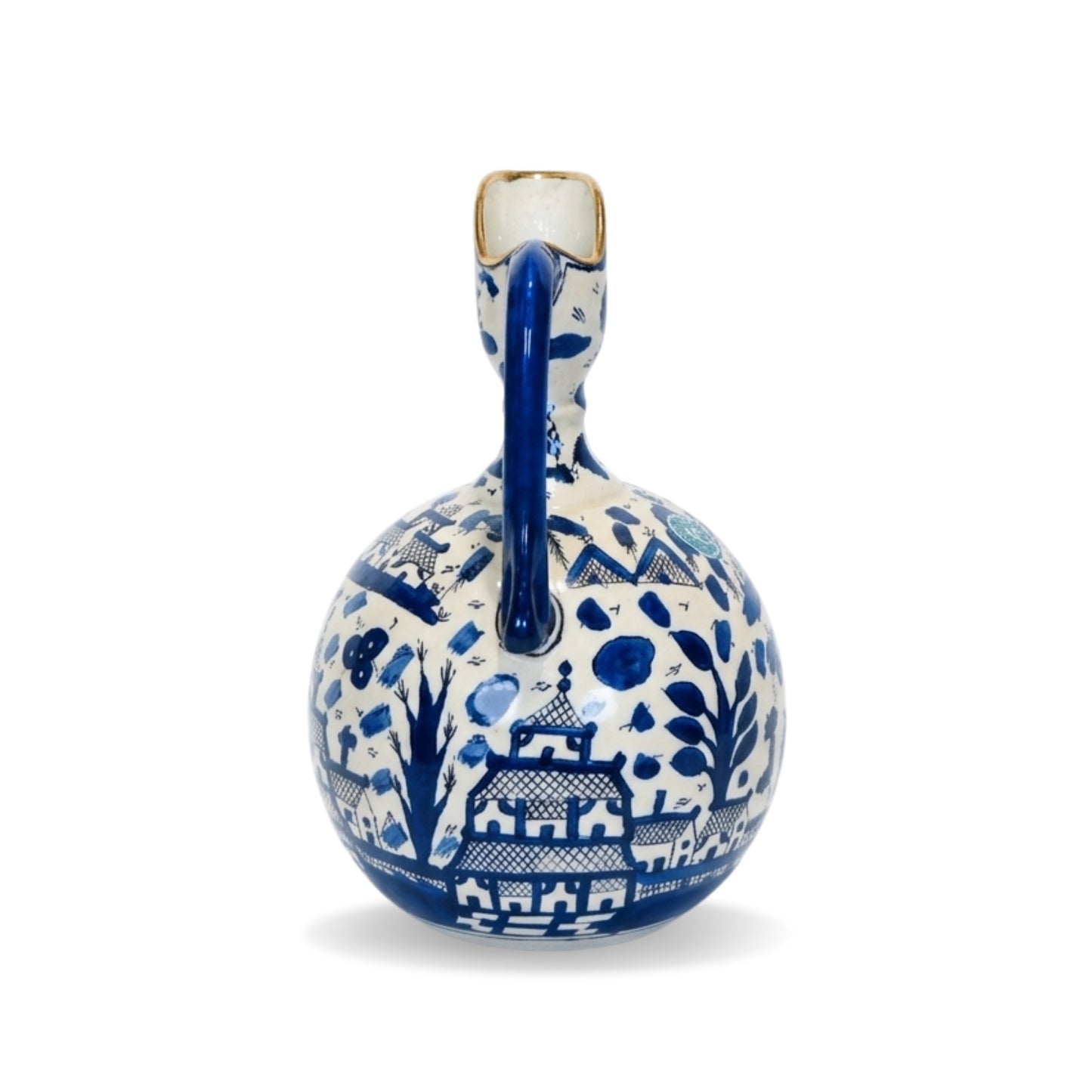 Chinese Ceramic Round Short Neck Decorative Pitcher