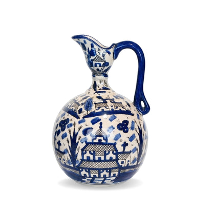 Chinese Ceramic Round Short Neck Decorative Pitcher