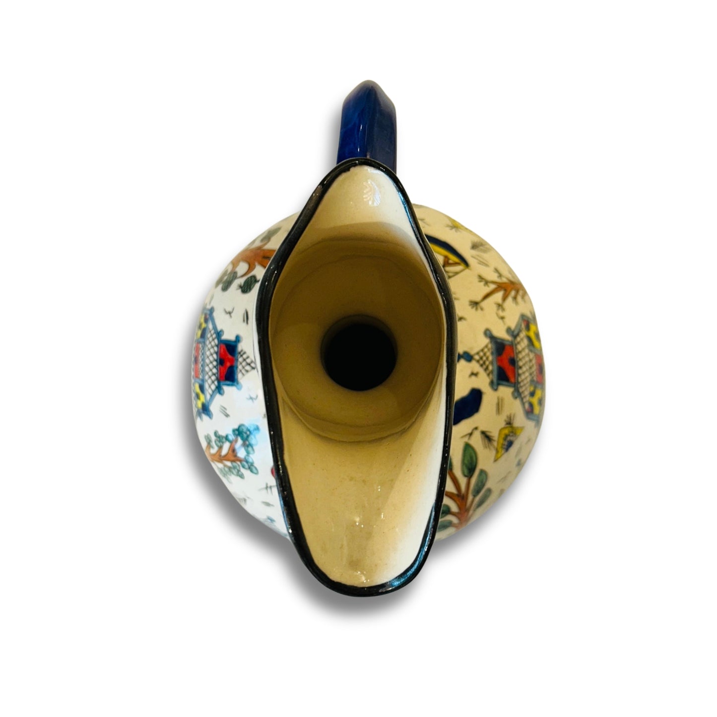 Multicolour Chinese Ceramic Round Long Neck Decorative Pitcher