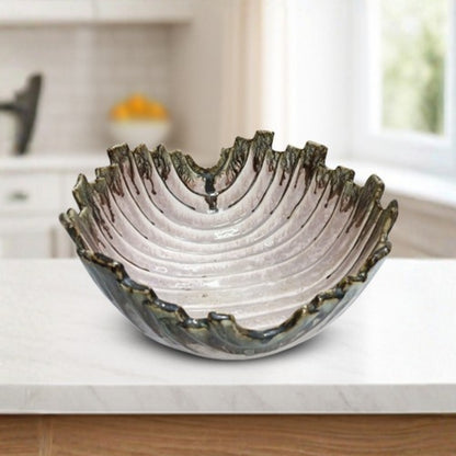 Grey Edged Ceramic Serving Bowl Set of 2