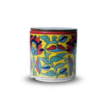 Yellow Floral Circular Canister Set of 2