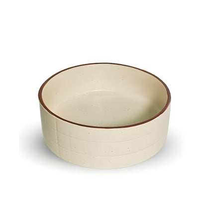 Brown Edged Cream Round Bowl