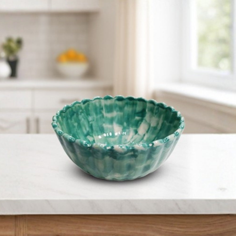 Curved Edge Turquoise Bowl