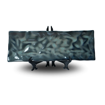 Crinkle Black Wavy Platter Set of 2
