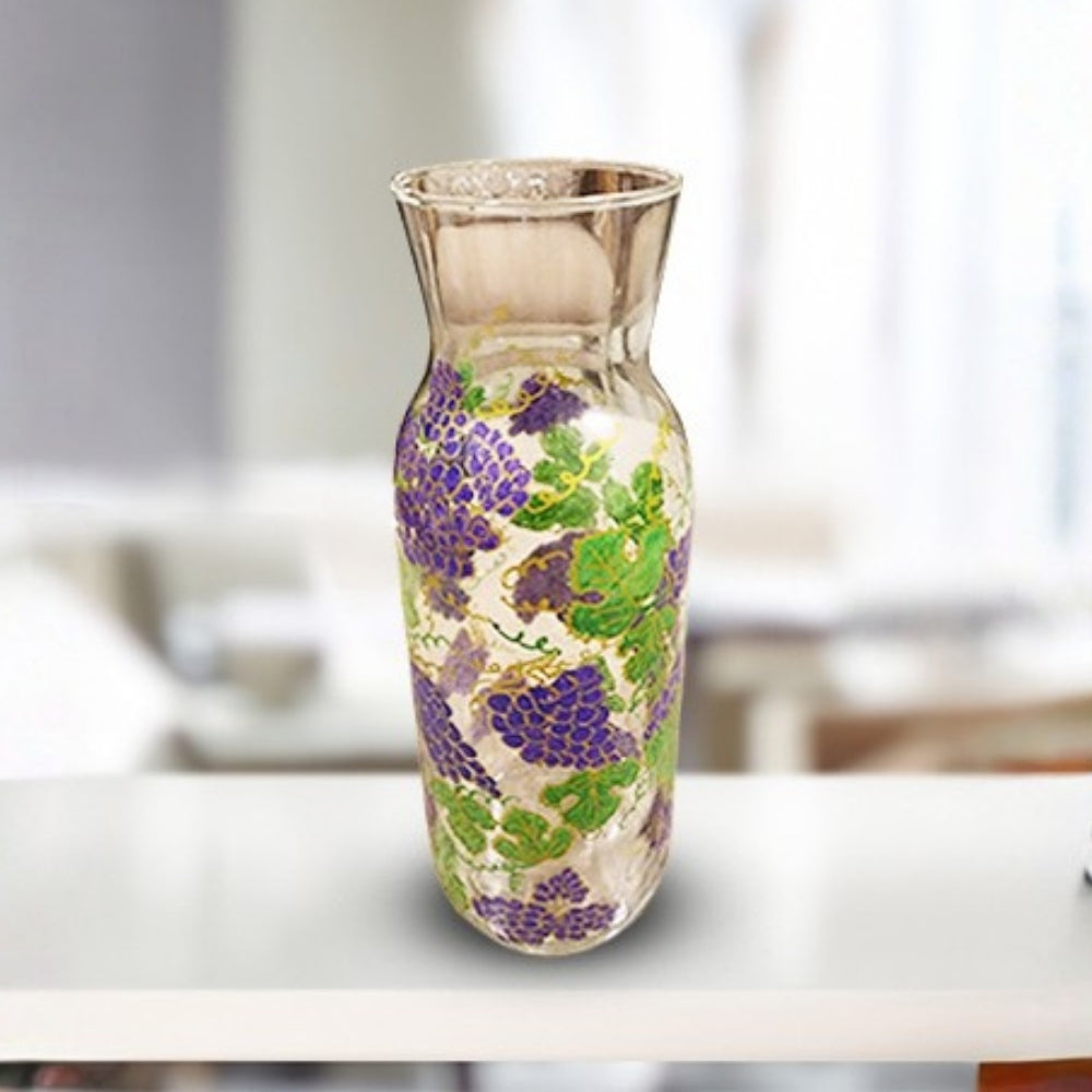 Gulmohar Purple Green Floral Glass Vase