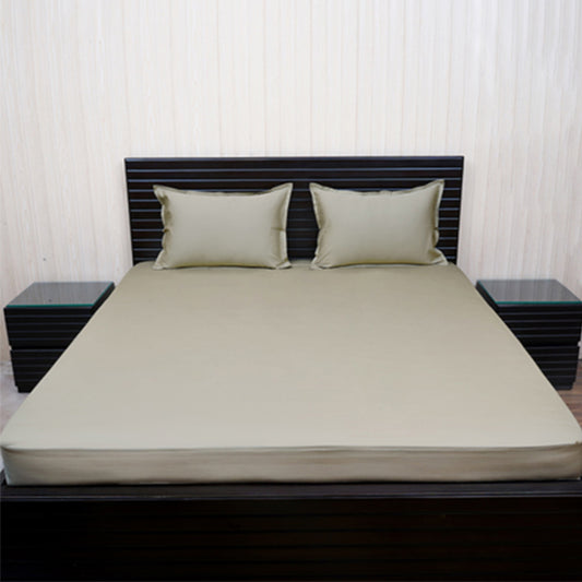 Royal Grace-King Size Beige Cotton Bedsheet Set