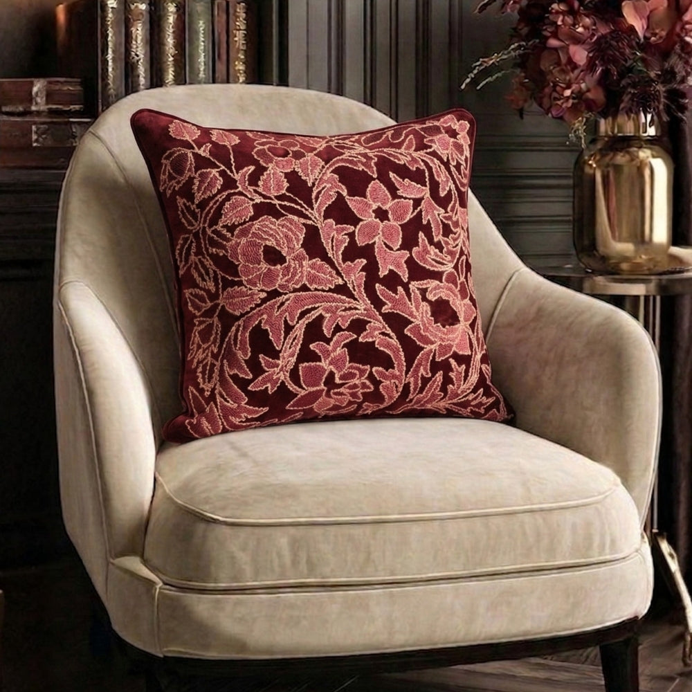 crimson cotton velvet cushion cover 45x45 cm decorative cushion