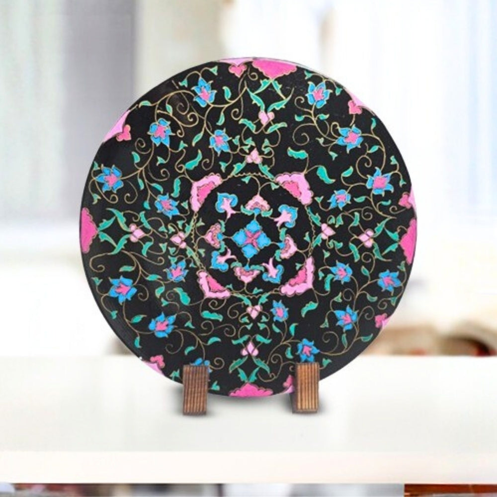 filomina floral black ceramic decorware decorative plate