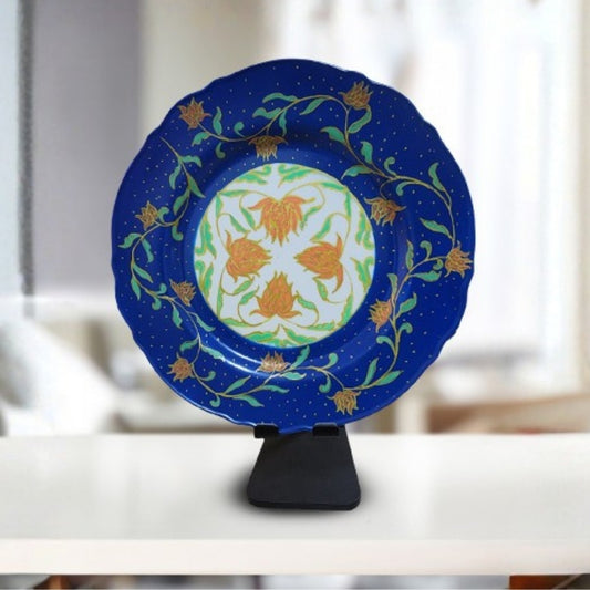 filomina floral blue ceramic decorware decorative plate