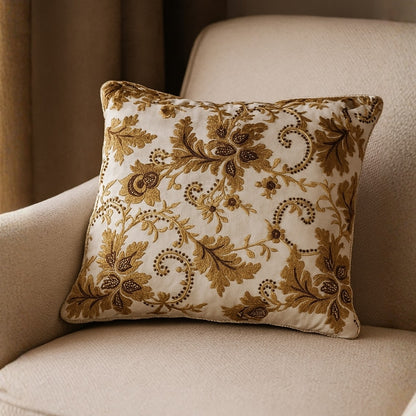 Golden Vine Cotton Chambray Cushion Cover 45x45 cm decorative cushion