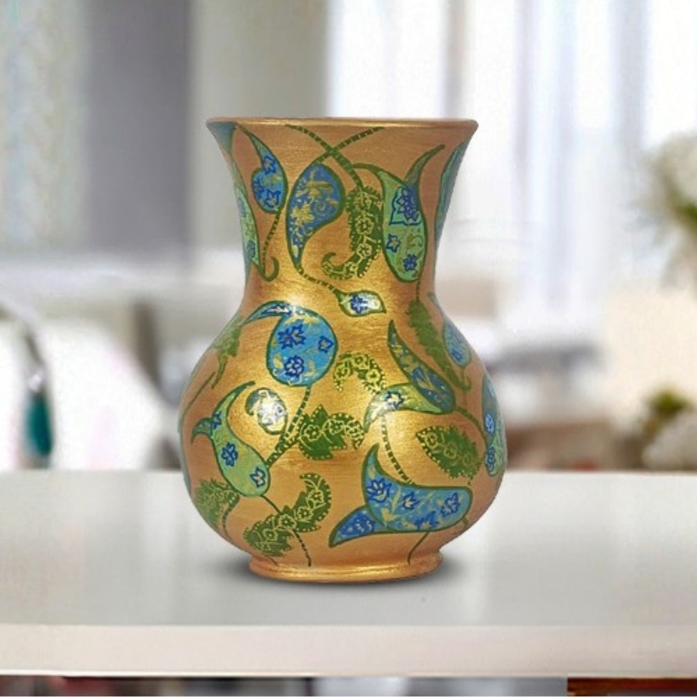 Gulmohar golden decorware decorative broad rim vase for home