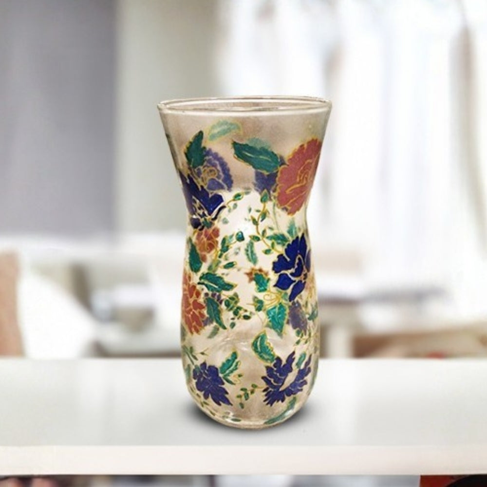gulmohar multicolor green decorative floral glass vase