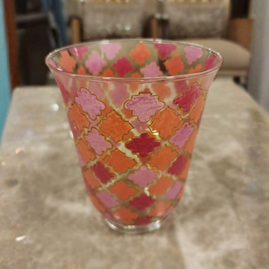 Gulmohar orange decorative floral glass flower vase