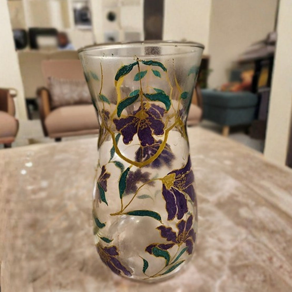Gulmohar purple decorative floral glass vase