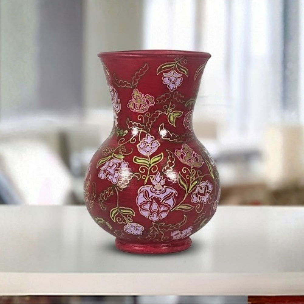 Gulmohar red decorware decorative broad rim vase for home