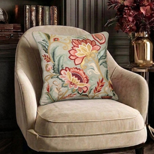 multicolor imperial jardin cotton chambray cushion cover