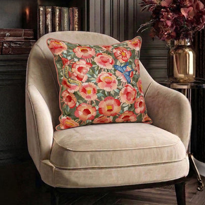 multicolor paradise cotton chambray cushion cover 45x45 cm floral