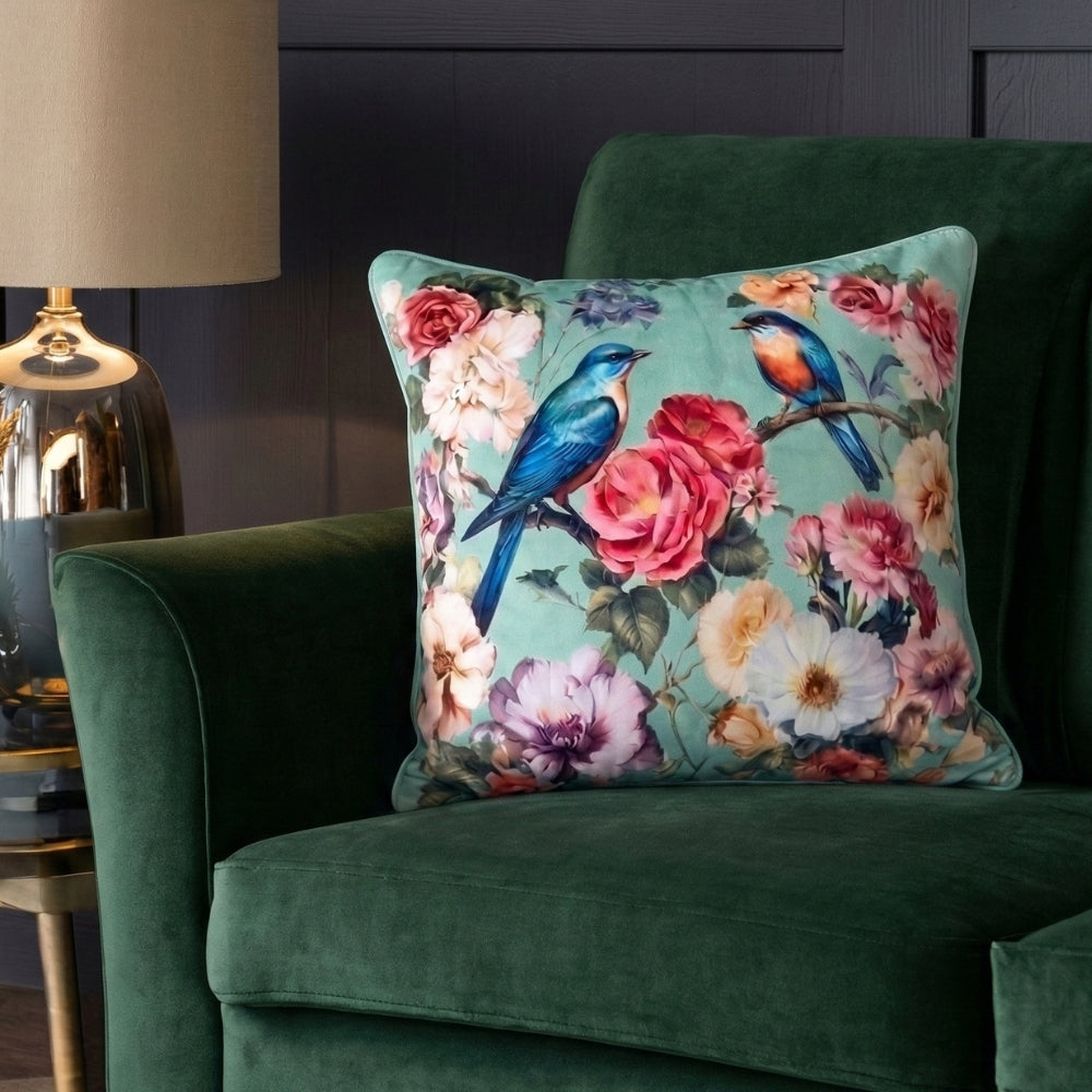 printed polyvelvet Whispering Wings cushion cover 45x45 cm decorative