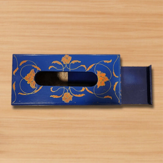 royal blue floral wooden decorware tissue box holder