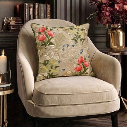 multicolor royal gardenia cotton chambray cushion cover
