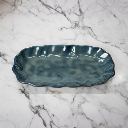 Crinkle Black Platter Set of 2