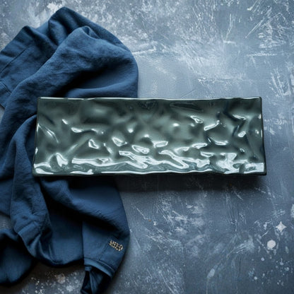 Crinkle Black Wavy Platter Set of 2