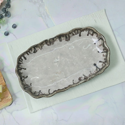 Crinkle Peach Beige Platter Set of 2