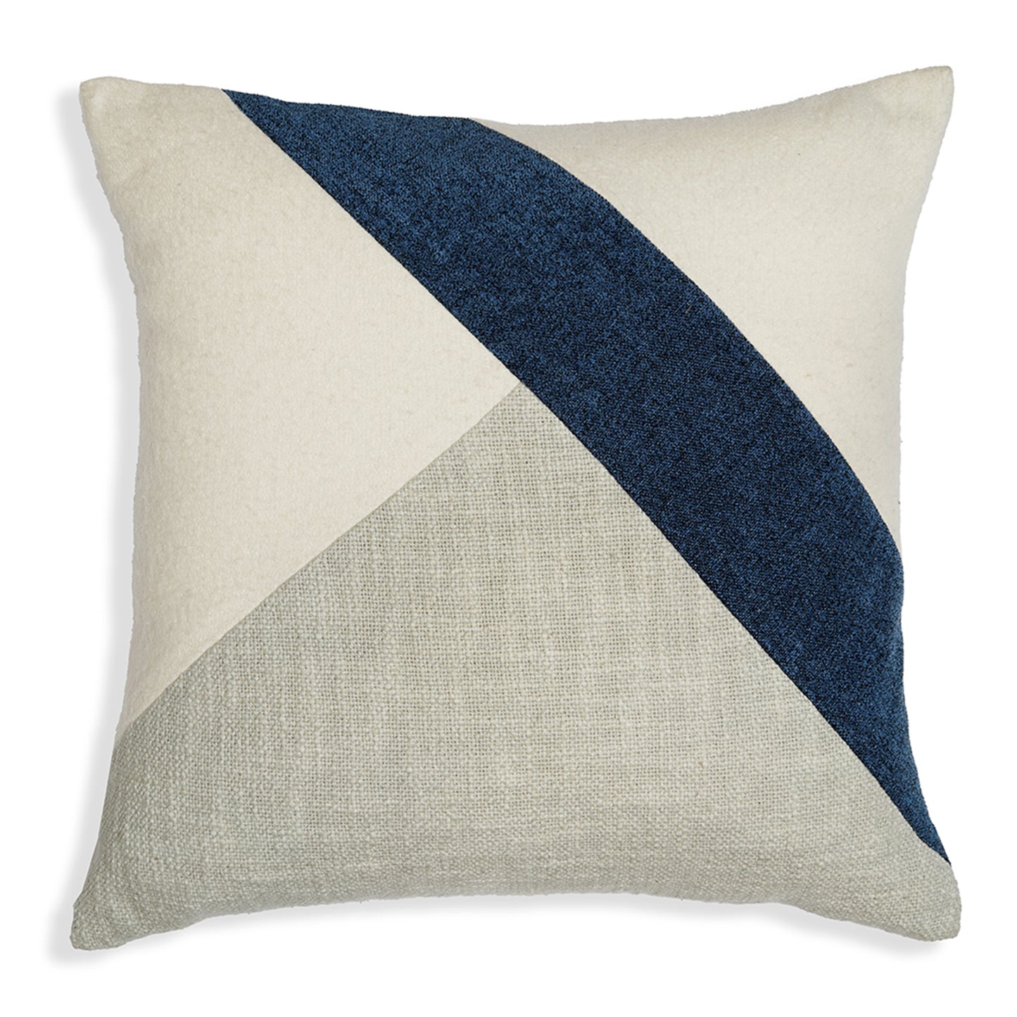 Indigo Sash – Dark Blue Stripe Patchwork Cotton Cushion
