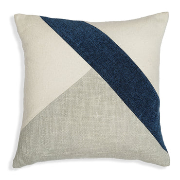 Indigo Sash – Dark Blue Stripe Patchwork Cotton Cushion