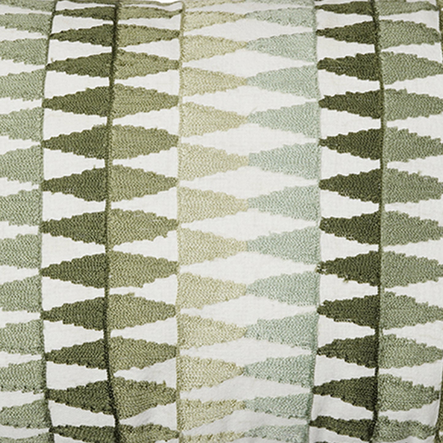 Adamas - Rectangular Embroidered Cushion in Soft Green and White