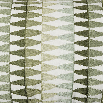 Adamas - Rectangular Embroidered Cushion in Soft Green and White