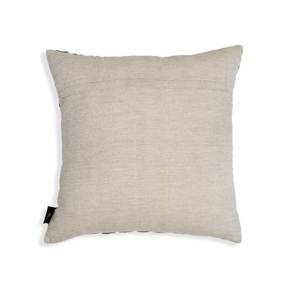 Hexa Green – Hexagonal Embroidered Cotton Cushion in Deep Emerald