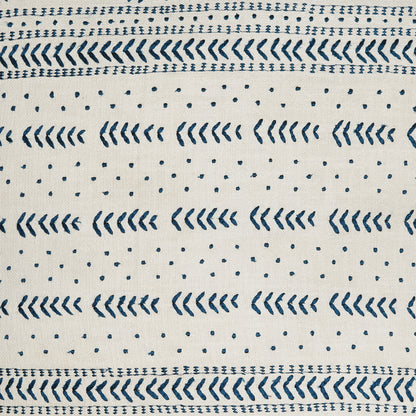 Inca Blue- Square Ivory Cushion with Blue Inca-Inspired Embroidery