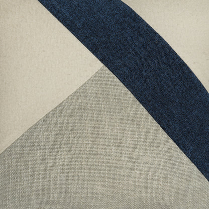 Indigo Sash – Dark Blue Stripe Patchwork Cotton Cushion