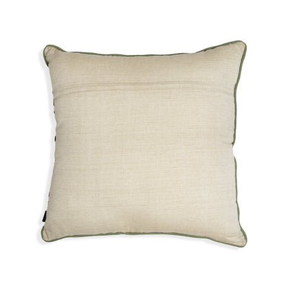 Lily Squares – Cream and Pastel Green Cotton Mosaic Embroidered Cushion