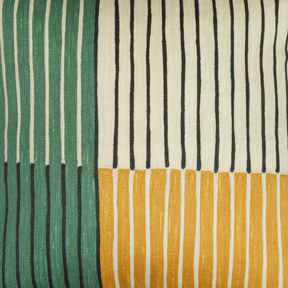 Patch Quartet - Striking Colour Block Cushion with Embroidered Stripes