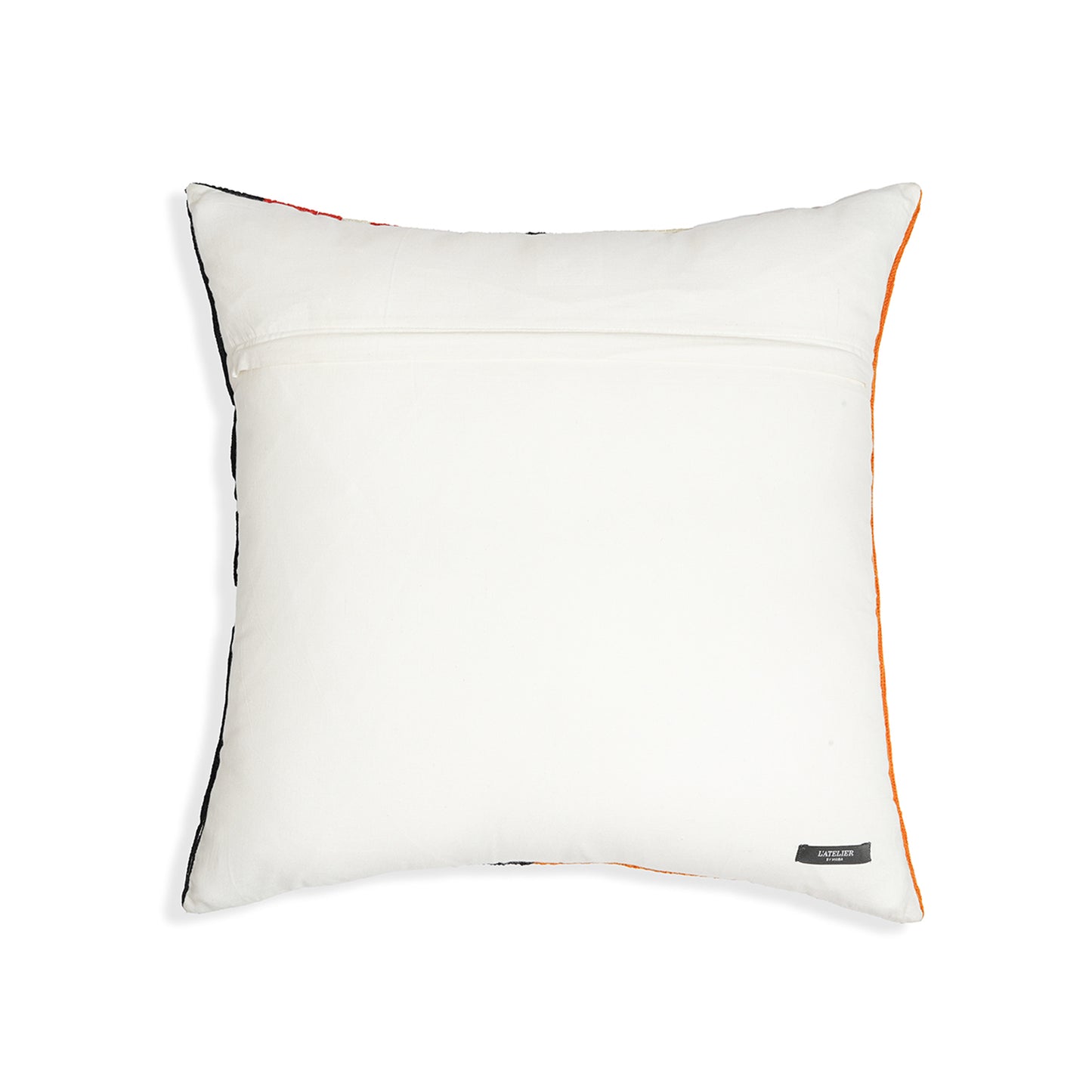 Pick and Stair - Square Cushion with Geometric Stair Motif in Red,Orange & Black