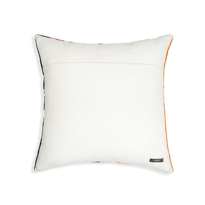 Pick and Stair - Square Cushion with Geometric Stair Motif in Red,Orange & Black