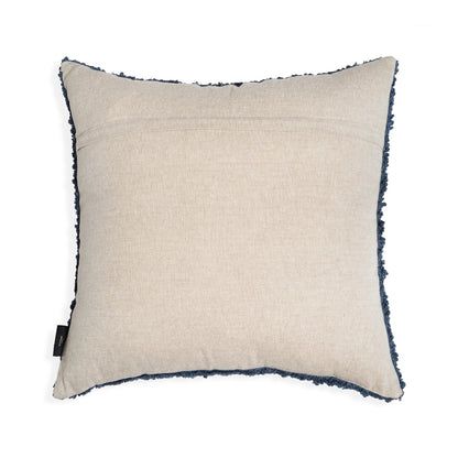 Blueberry Fuzz - Navy Blue Square Cotton Cushion with Textured Finish