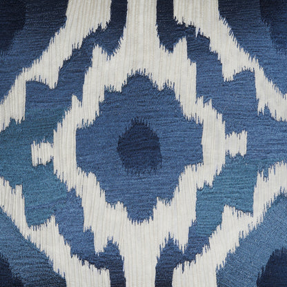 Rorschach Blue – Blue and White Embroidered Square Cotton Cushion