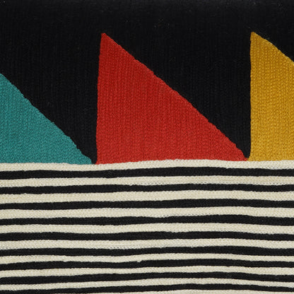 Sail La Vie - Rectangular Bauhaus-Inspired Cushion with Bold Color block and Striped Detailing