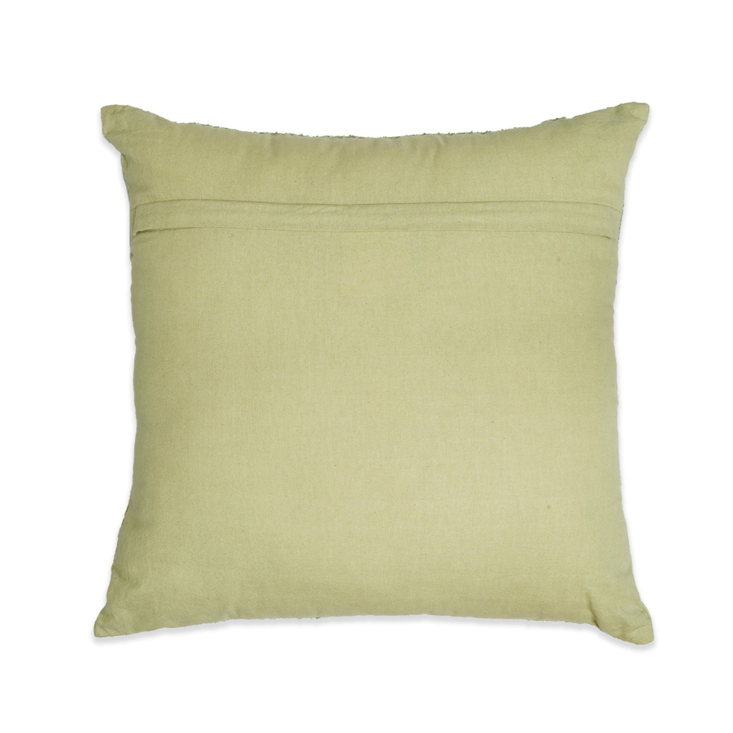 Waves of Green - Square Light Green Cushion with Arched Embroidery